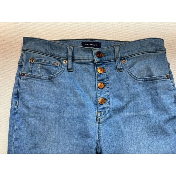 J.Crew 9" High-Rise Toothpick Jeans Womens 28 Blue Denim Light Wash Button Fly - Picture 5 of 12